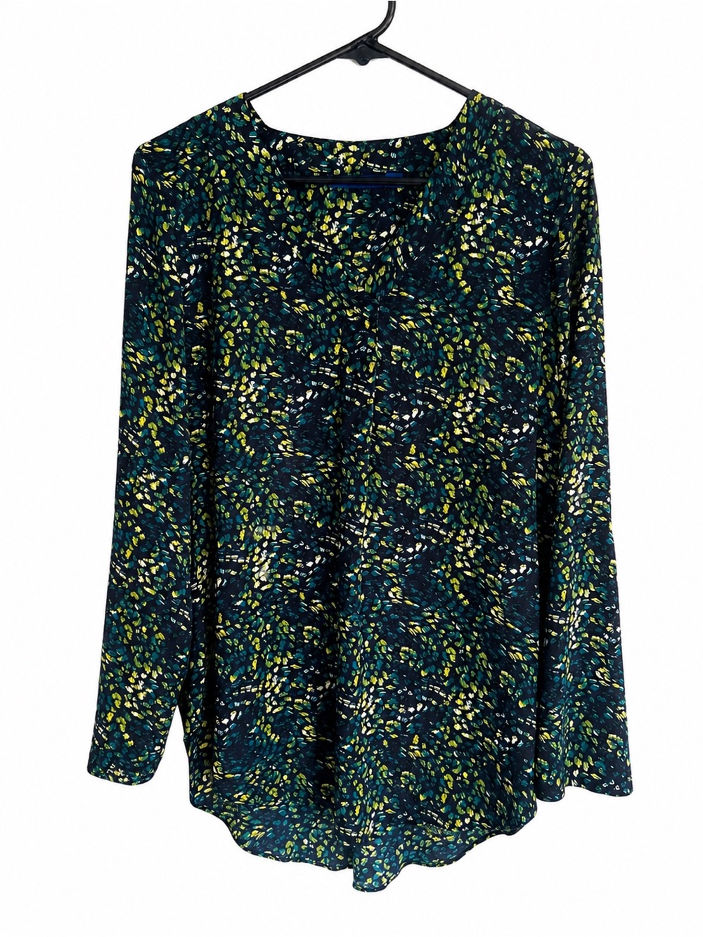 APT. 9 Women’s Large Navy Abstract Print Long Sleeve Blouse Top